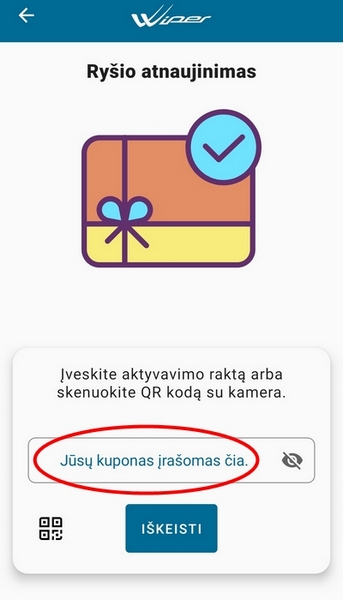 kuponas plano atnaujinimui